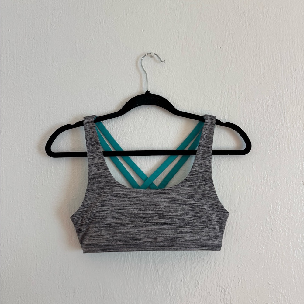 Ivivva by Lululemon Heather Gray and Teal Sports Bra